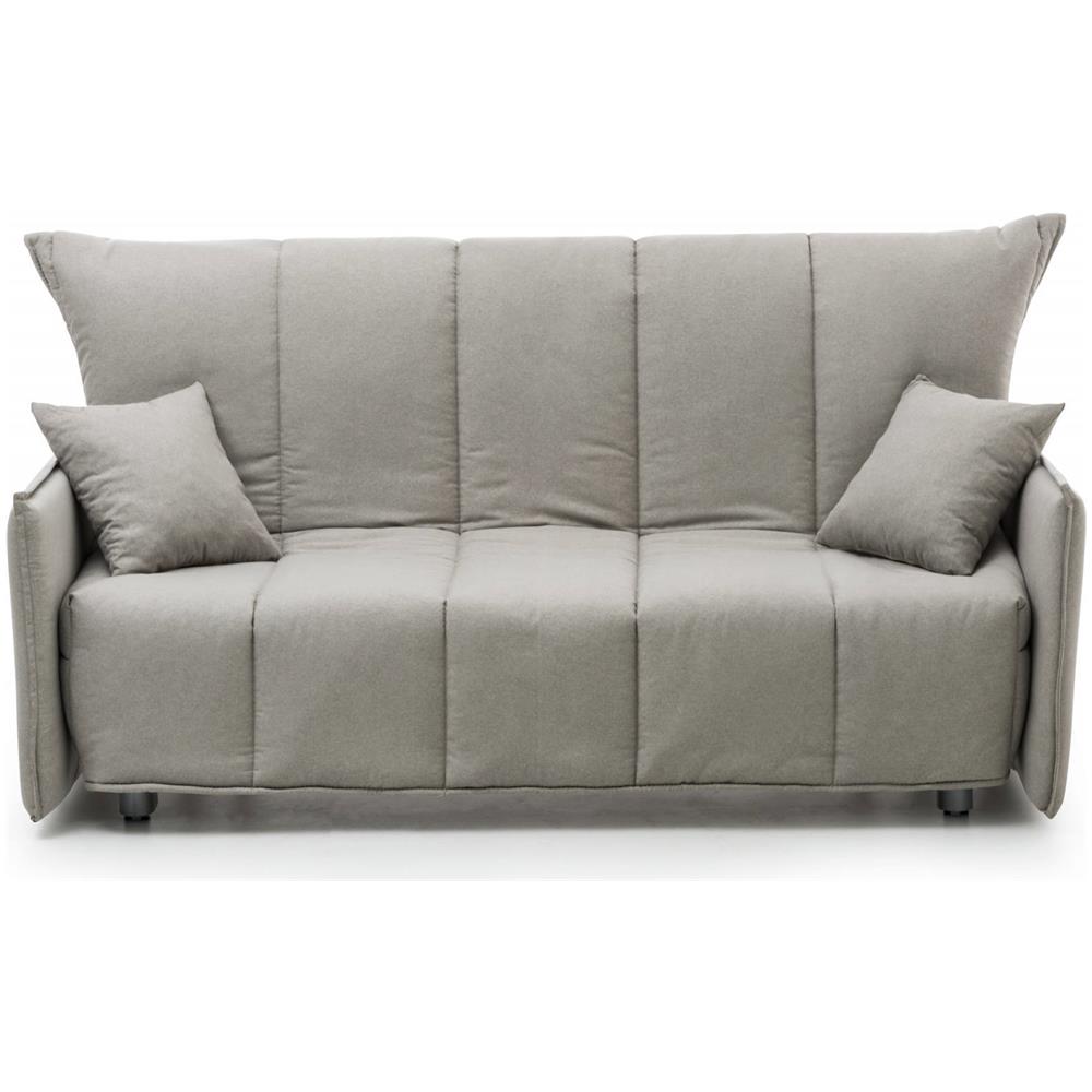 Divano Letto Alissa, Divano A 2 Posti, 100% Made In Italy, Sofà Soggiorno Con Apertura A Carrello, In Tessuto Imbottito, Con Braccioli Standard, Cm 150x90h85, Tortora - Foto 2