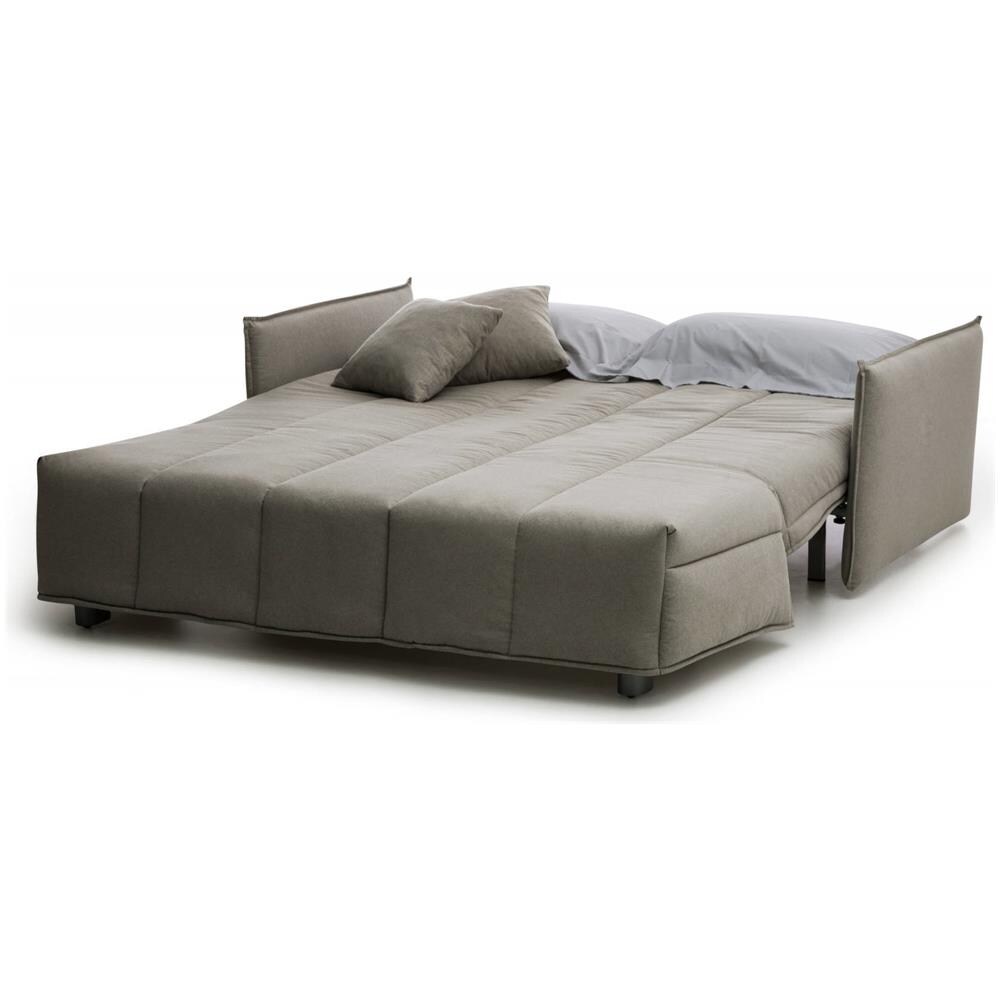 Divano Letto Alissa, Divano A 2 Posti, 100% Made In Italy, Sofà Soggiorno Con Apertura A Carrello, In Tessuto Imbottito, Con Braccioli Standard, Cm 150x90h85, Tortora - Foto 4