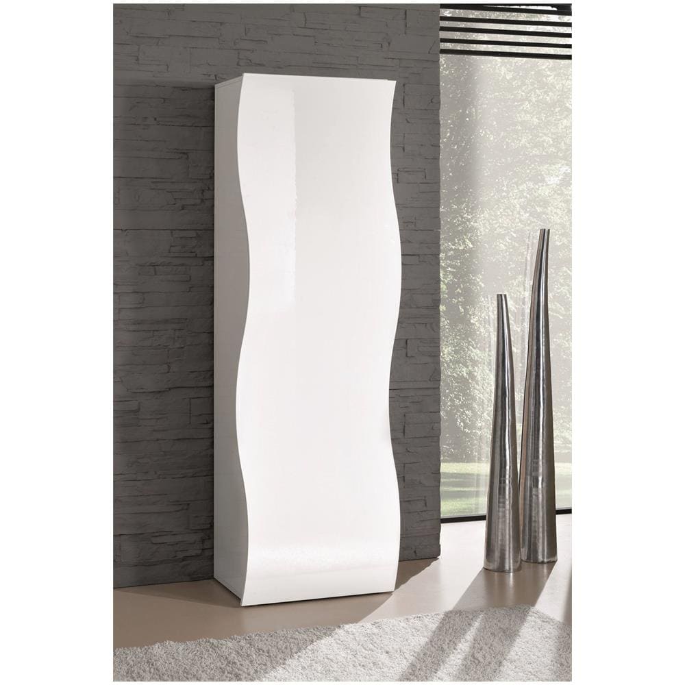 Armadio Multiuso Lorenzo, Portascarpe Con 1 Anta E 1 Ripiano, Mobile Multifunzione, 100% Made In Italy, Cm 63x40h187, Bianco Lucido - Foto 1