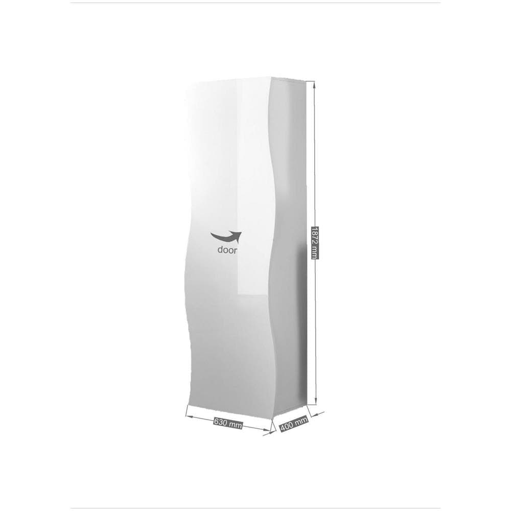 Armadio Multiuso Lorenzo, Portascarpe Con 1 Anta E 1 Ripiano, Mobile Multifunzione, 100% Made In Italy, Cm 63x40h187, Bianco Lucido - Foto 3