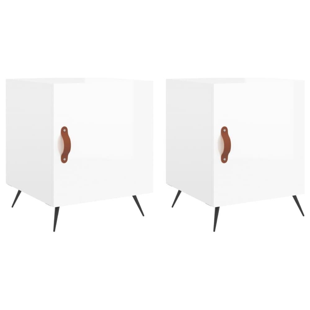 Comodini 2 Pz Bianco Lucido 40x40x50 Cm In Legno Multistrato - Foto 2