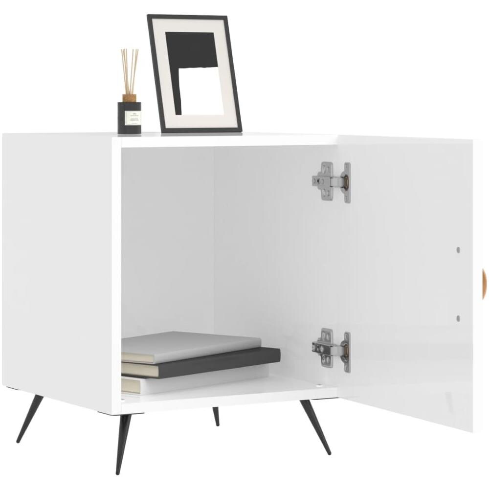 Comodini 2 Pz Bianco Lucido 40x40x50 Cm In Legno Multistrato - Foto 3