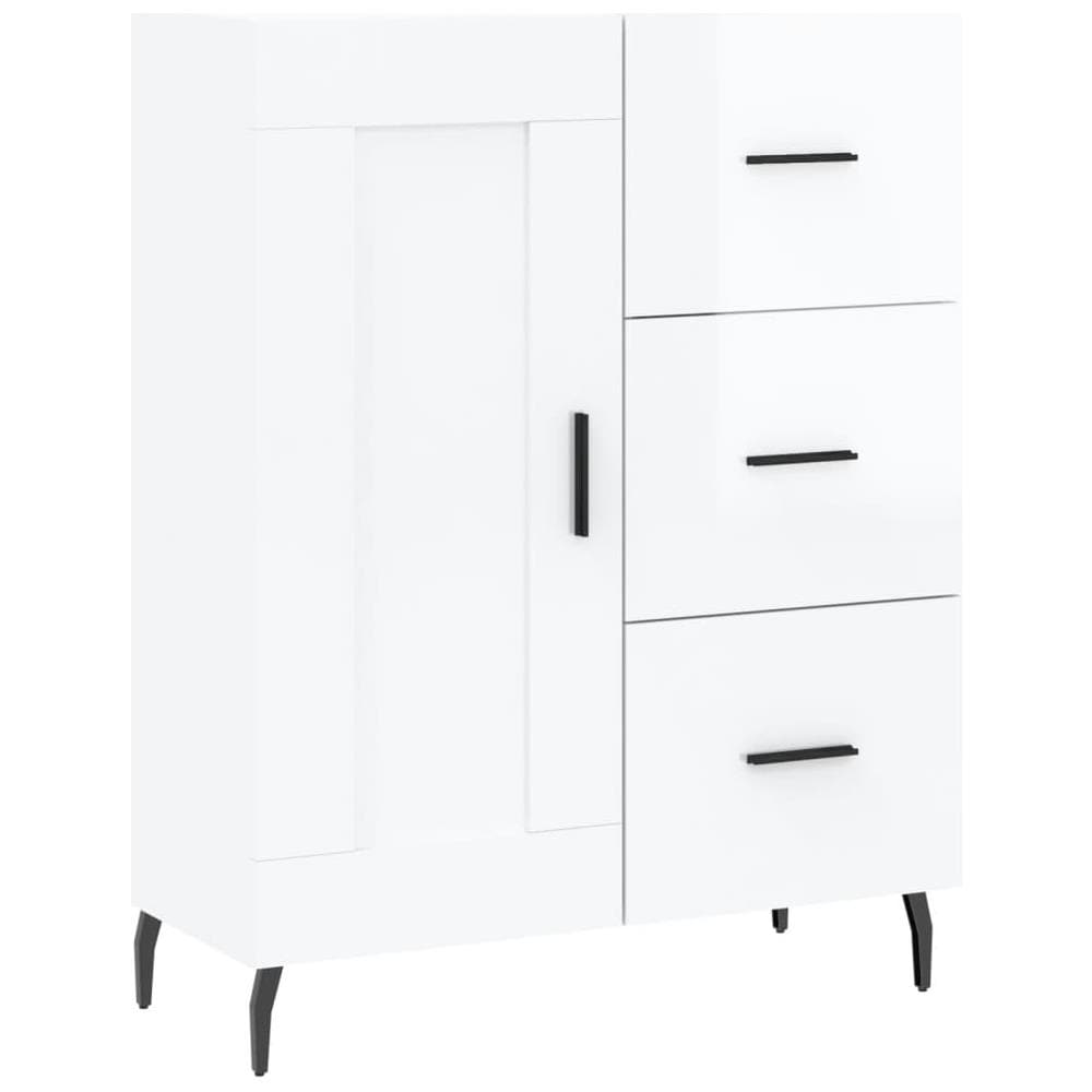Credenza 69,5x34x90 Cm In Legno Multistrato Bianco Lucido - Foto 2