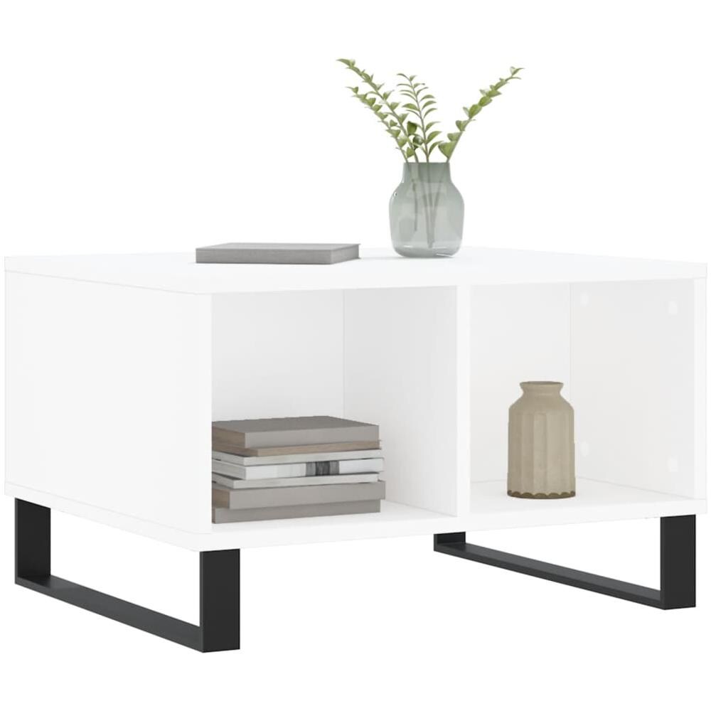 Tavolino Da Salotto Bianco 60x50x36,5 Cm In Legno Multistrato - Foto 3