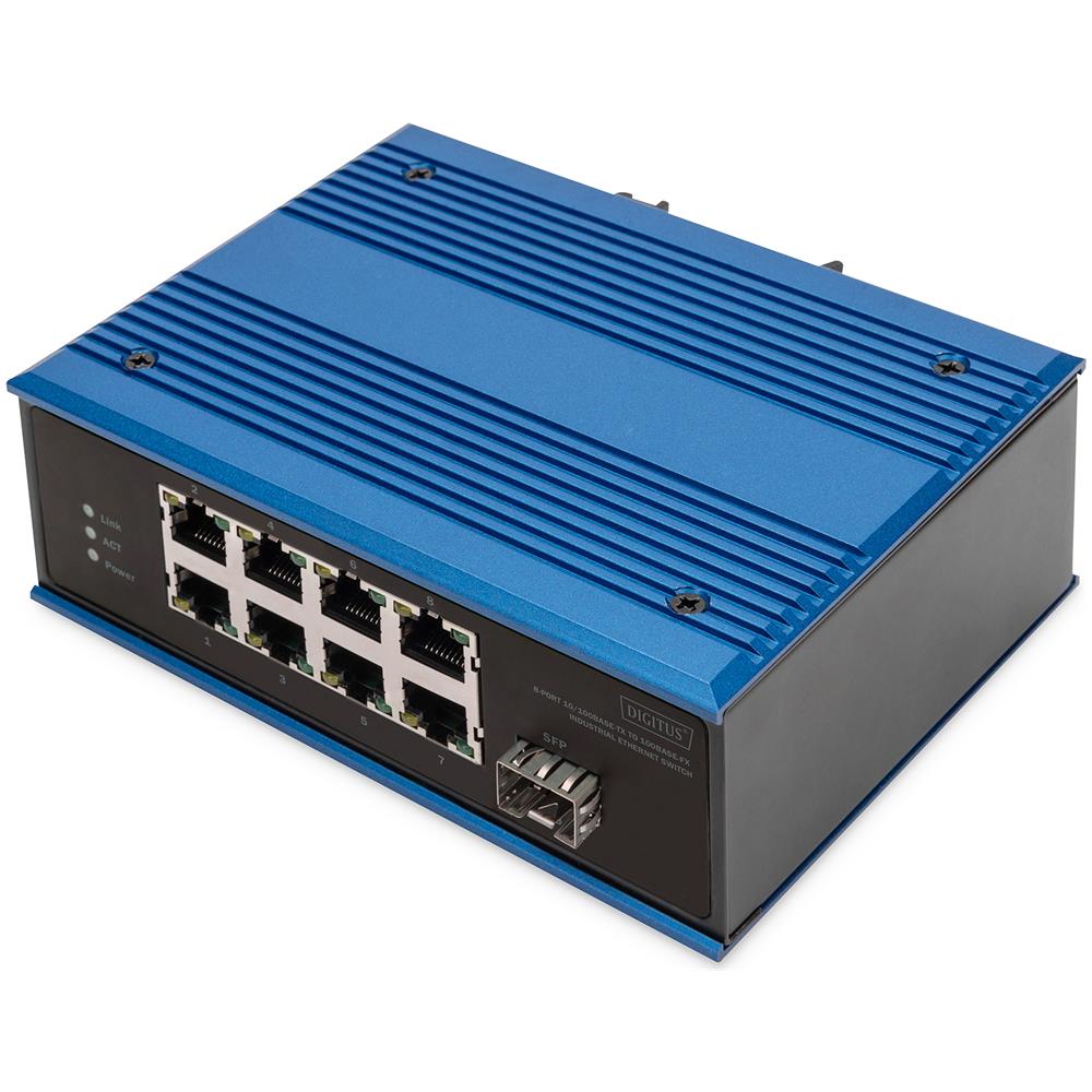 Switch di rete Fast Ethernet a 8 porte, industriale, non gestito, 1 Uplink SFP - Foto 1