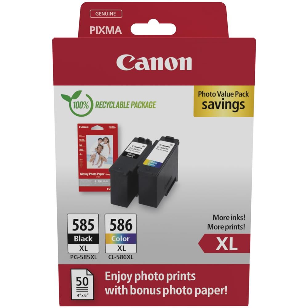PG-585XL /CL-586 PVP cartuccia d'inchiostro 2 pz Originale Resa elevata (XL) Nero, Ciano, Magenta, Giallo - Foto 1