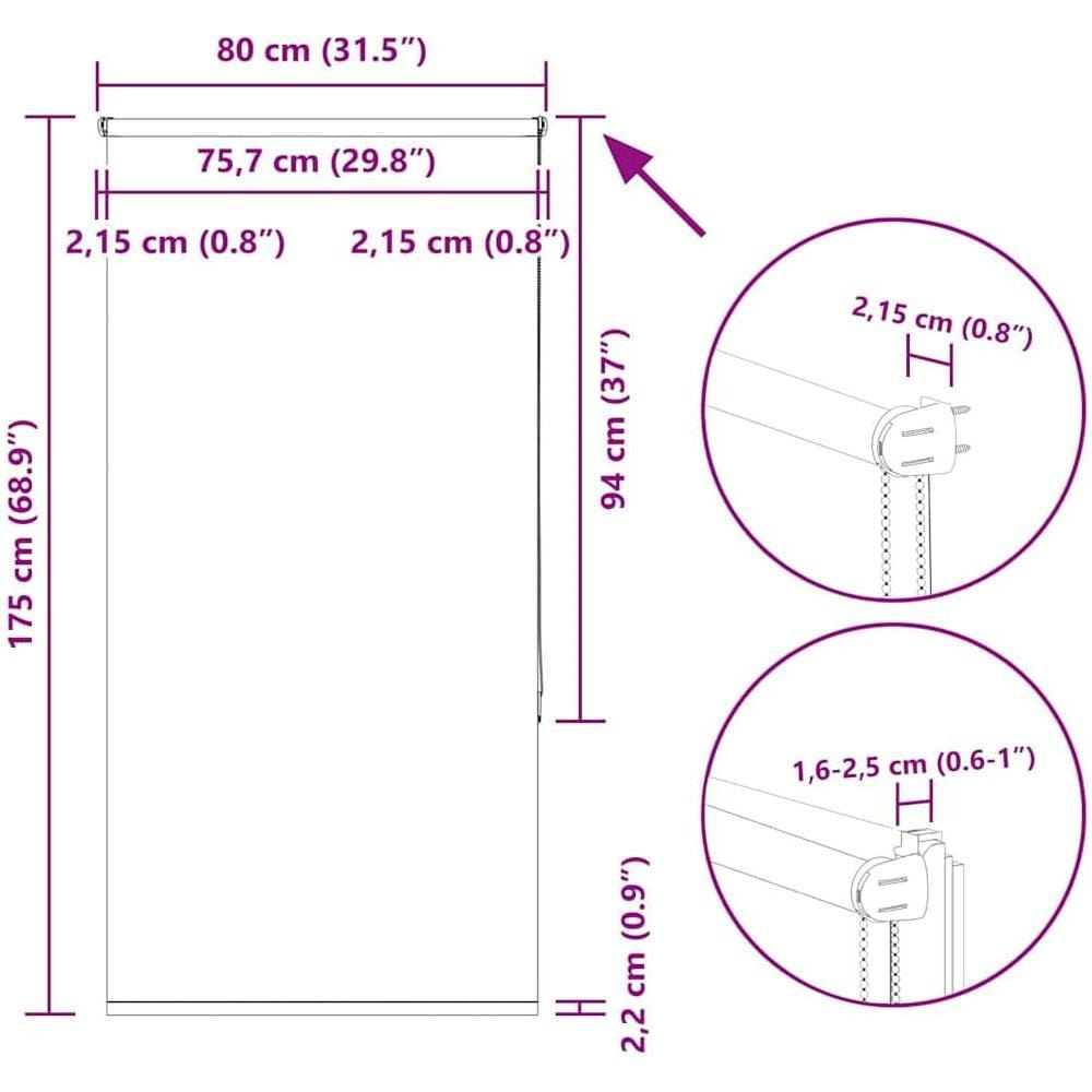 Tenda a Rullo Oscurante 80x175 cm Larghezza Tessuto 75,7 cm - Foto 10
