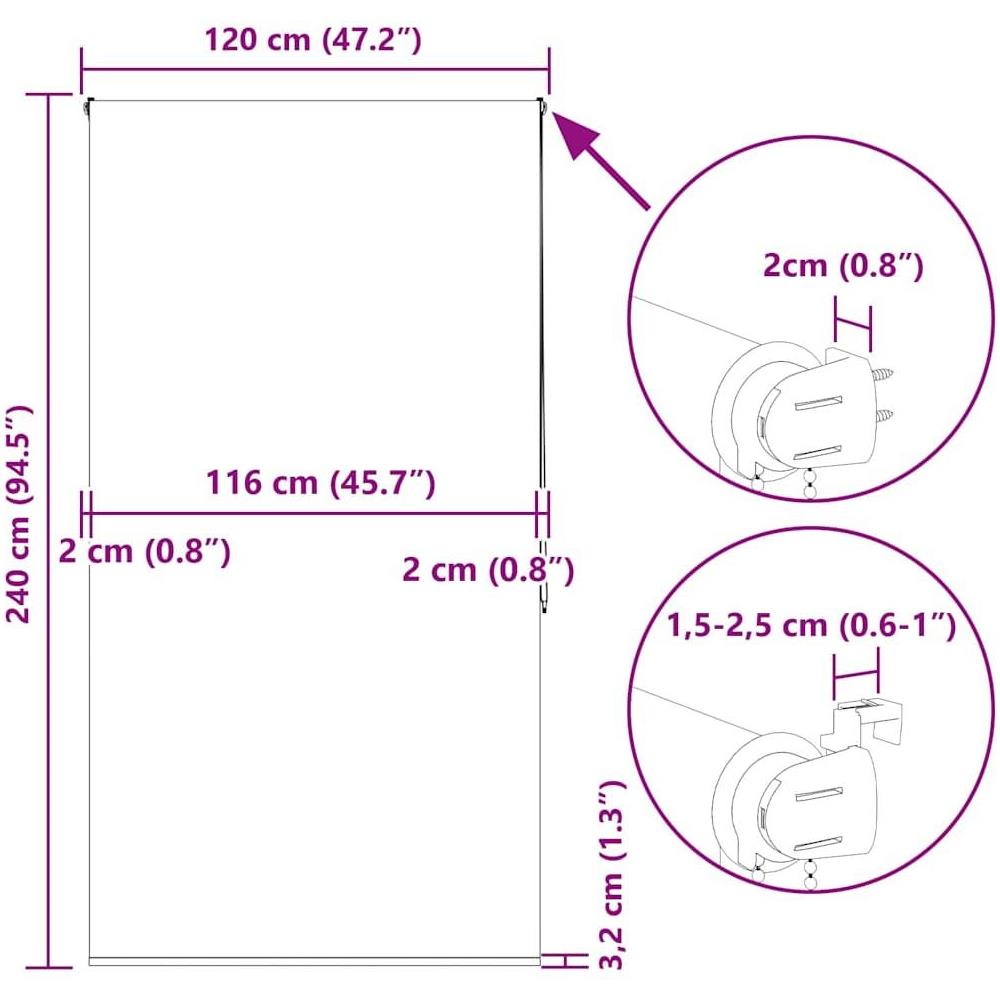 Tenda a Rullo Doccia 120x240 cm Larghezza Tessuto 116 cm - Foto 10