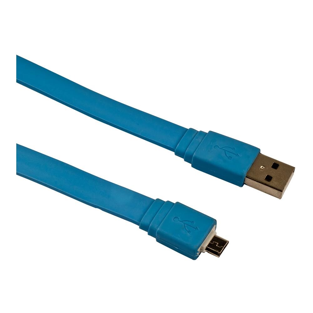 ICOC MUSB-A-FLBL - Cavo Flat USB AM a Micro USB M Azzurro 1 m - Foto 1