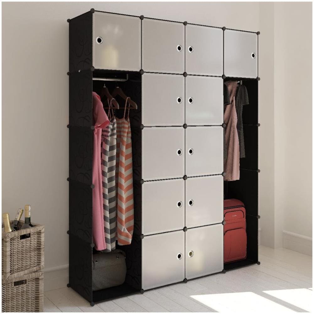 Armadietto Modulare 14 Scomparti Nero e Bianco 37x146x180,5 cm - Foto 1