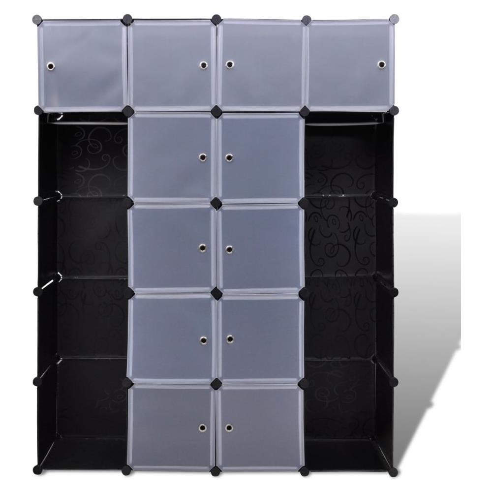 Armadietto Modulare 14 Scomparti Nero e Bianco 37x146x180,5 cm - Foto 2