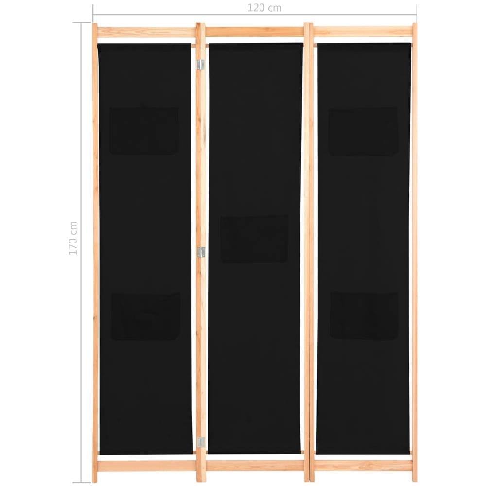 Divisorio A 3 Pannelli Nero 120x170x4 Cm In Tessuto - Foto 14