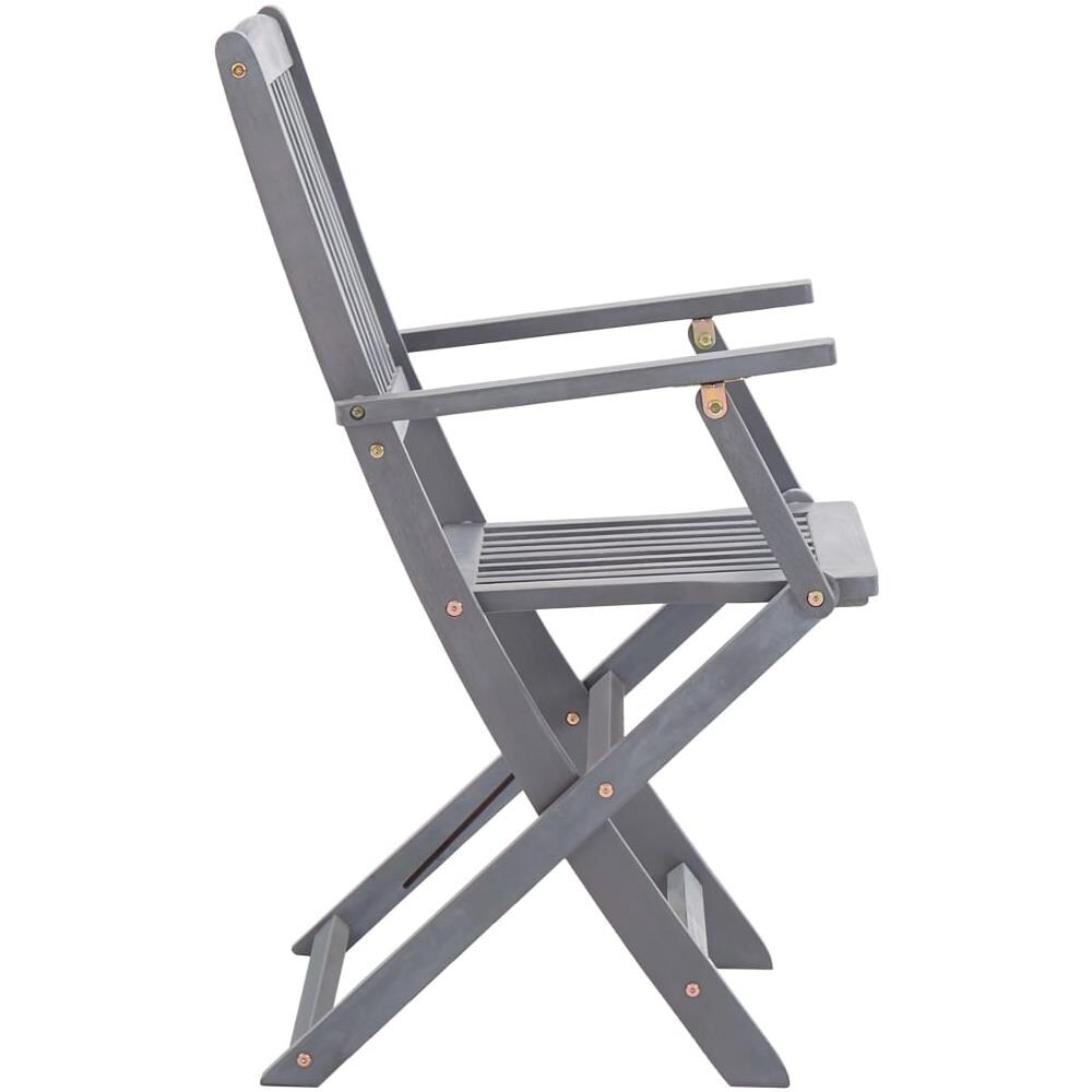 Set Da Pranzo Per Giardino 5 Pz Legno Massello Di Acacia Grigio - Foto 8