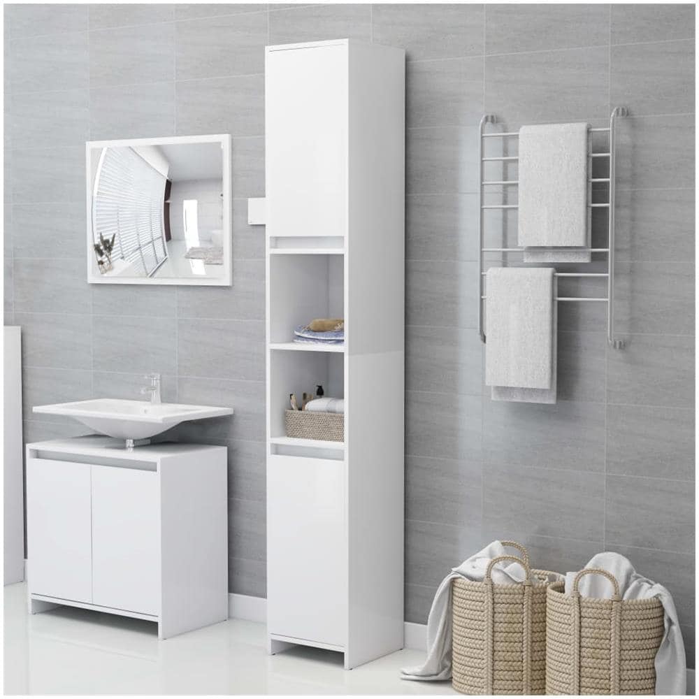 Mobile da Bagno Bianco 30x30x183,5 cm in Legno Multistrato - Foto 1