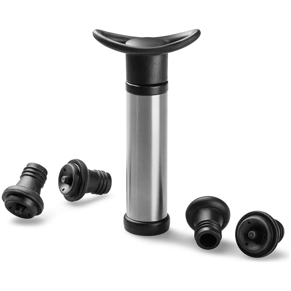 Pompa A Vuoto Preserva Vino, Con 4 Tappi Di Bottiglia Per La Conservazione Del Vino - Fattura Affidabile In Acciaio Inox - Elimina Efficacemente L'aria Per Mantenere Gusto E Freschezza - Blocca L'ossidazione Del Vino - Foto 1