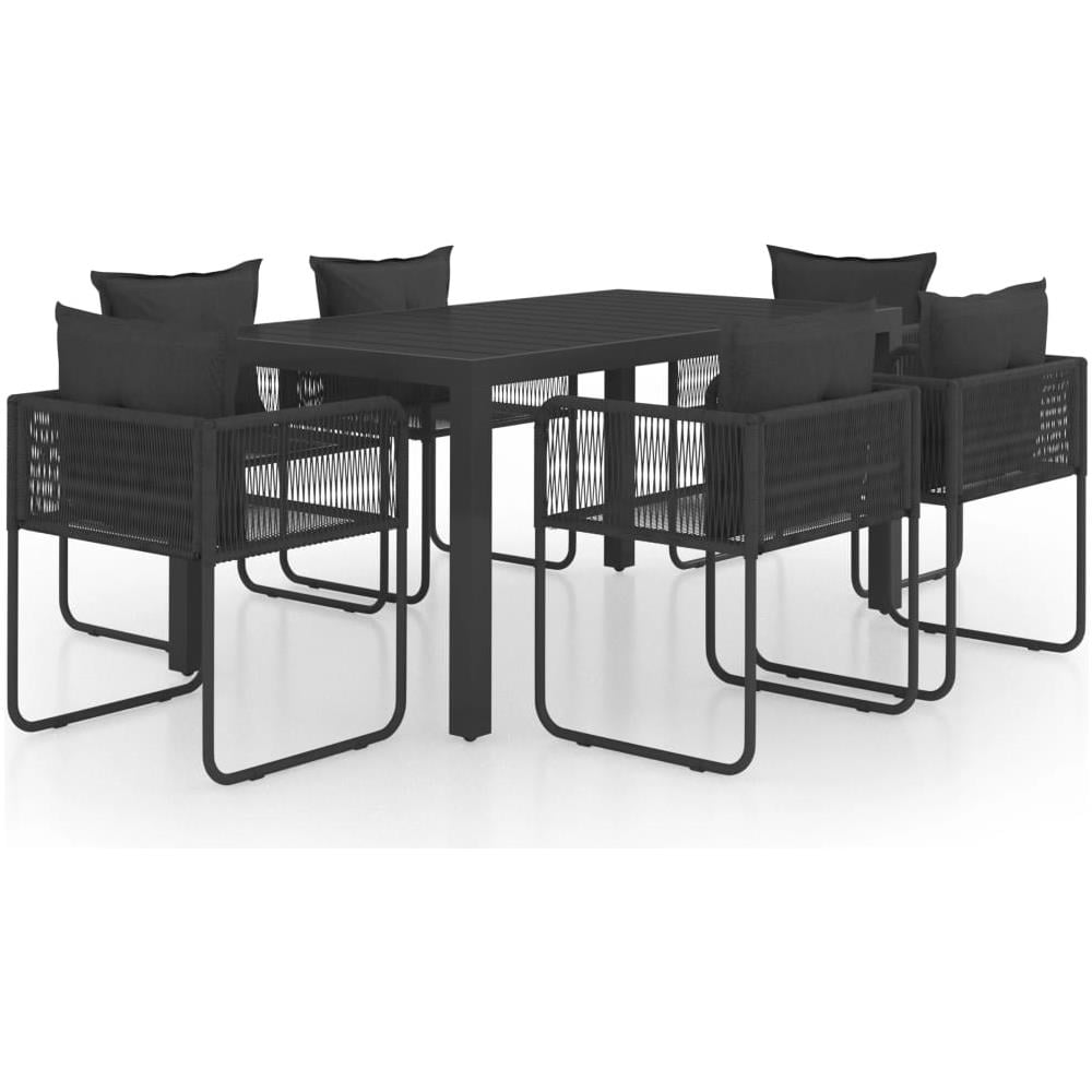 Set Da Pranzo Da Giardino 7 Pz In Rattan Pvc Nero - Foto 1