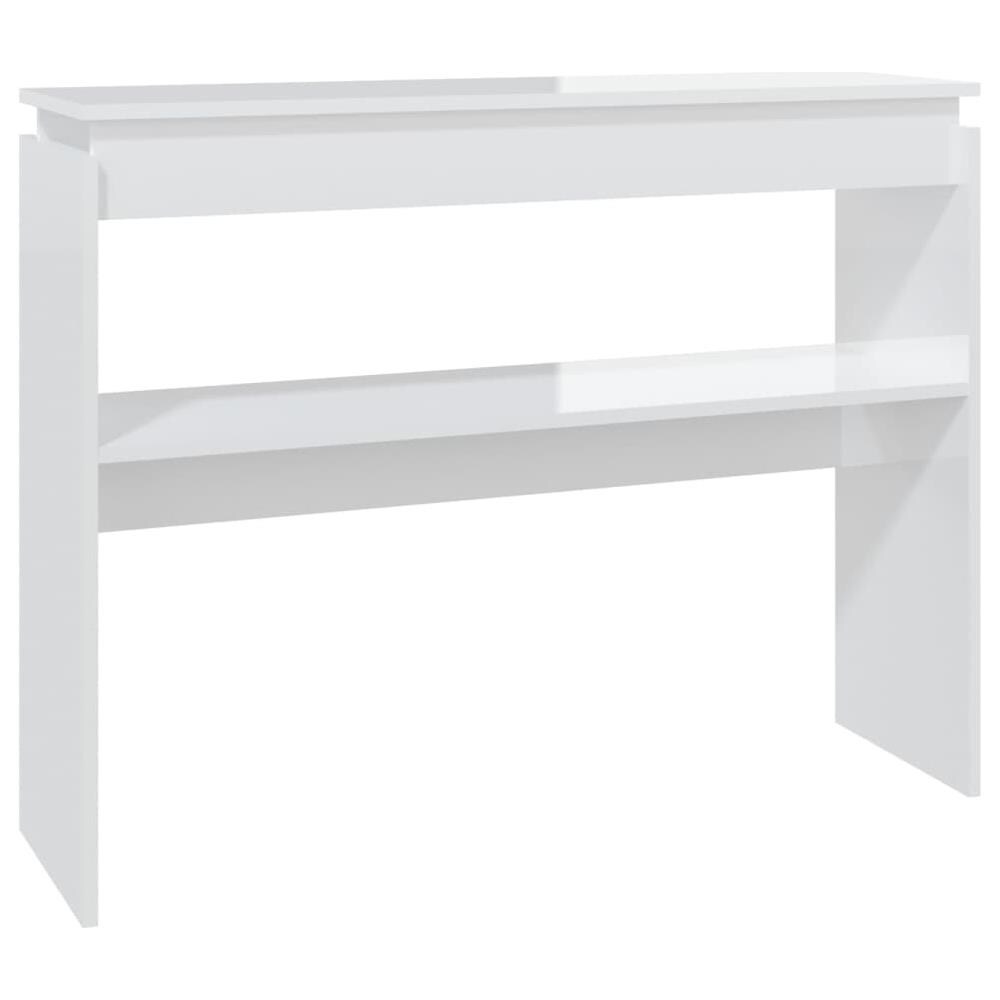 Tavolino Consolle Bianco Lucido 102x30x80 cm Legno Multistrato - Foto 2