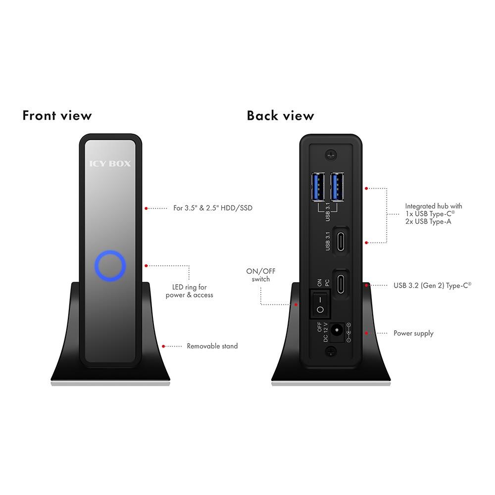 ICY BOX IB-382H-C31 Box esterno HDD /SSD Nero 2.5/3.5" - Foto 8