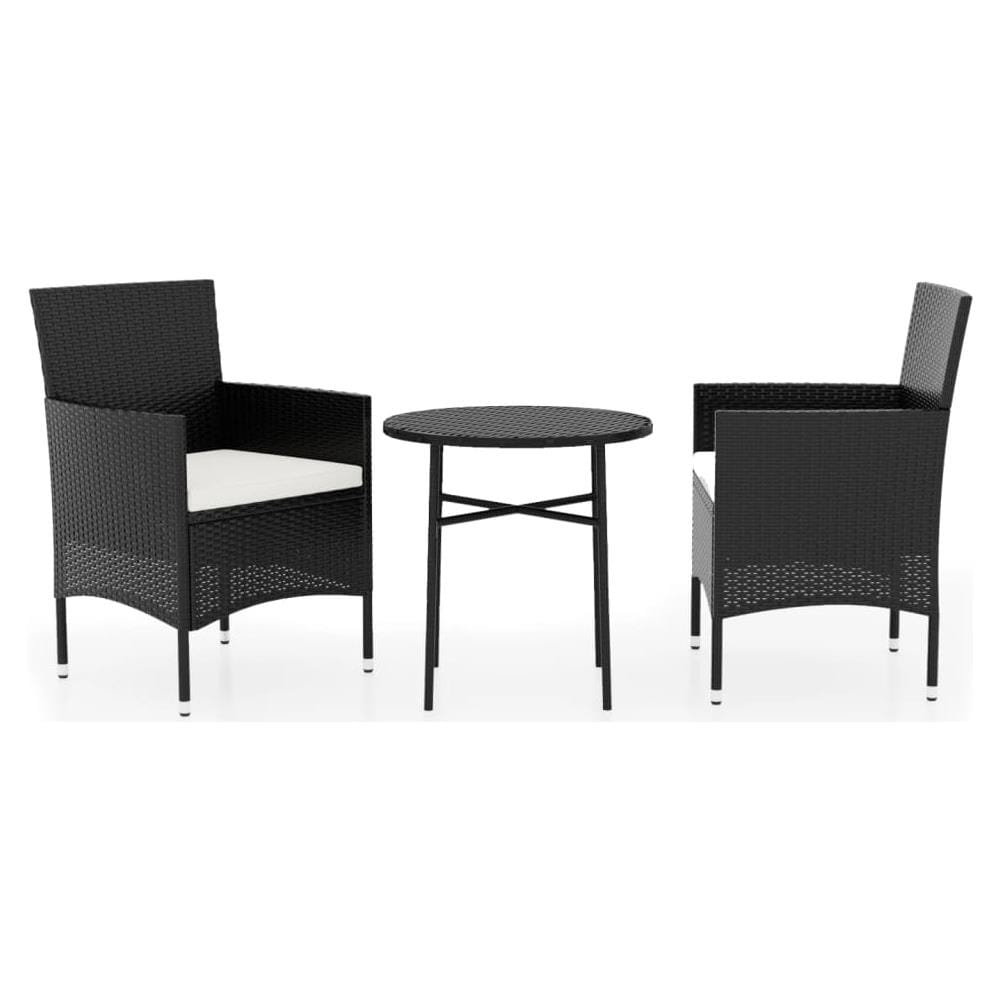 Set Mobili Da Pranzo Per Giardino 3 Pz Polyrattan Nero - Foto 2