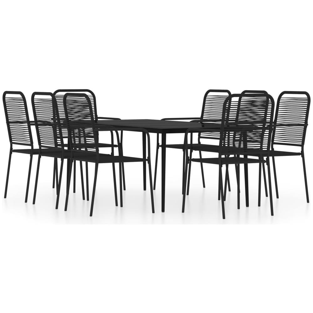 Set Da Pranzo Per Giardino 9 Pz Con Cuscini Nero - Foto 2