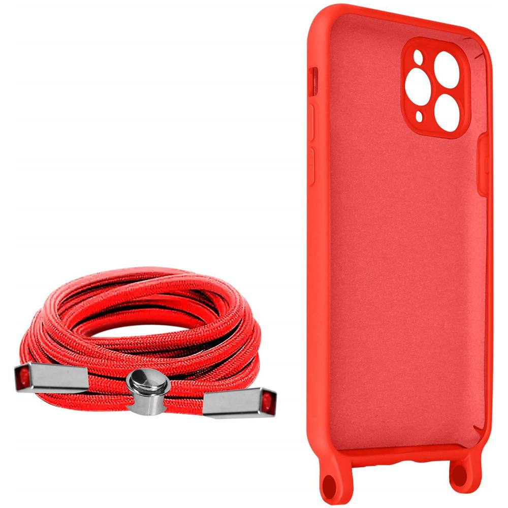 Cover Semirigida Per Iphone 11 Pro Cordino Nylon Intrecciato 80 Cm Rossa - Foto 2