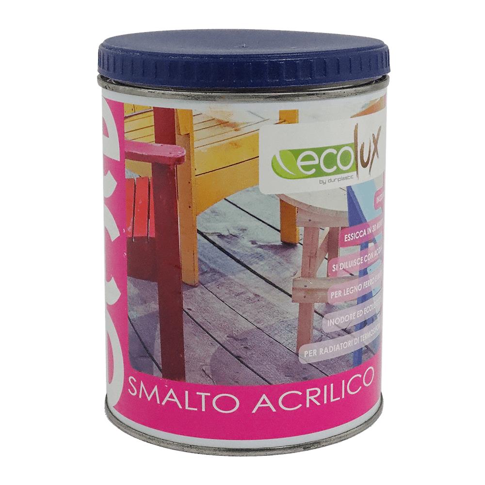 Ecolux Smalto Ecologico Satinato Acrilico Ad Acqua Inodore Per Interno Ed Esterno *** Tinta : Grigio, Contenuto : Litri 0,750 - Foto 1