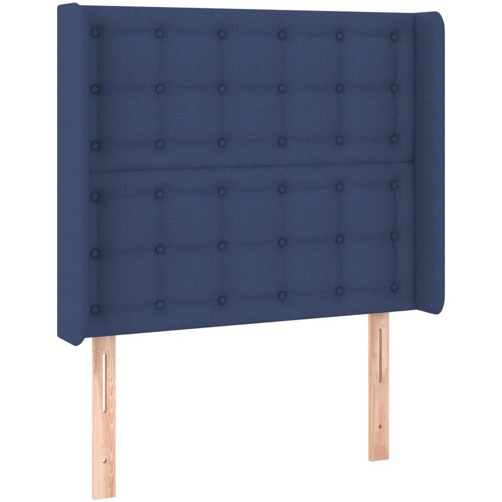 Testiera Ad Orecchio Blu 83x16x118/128 Cm In Tessuto - Foto 2