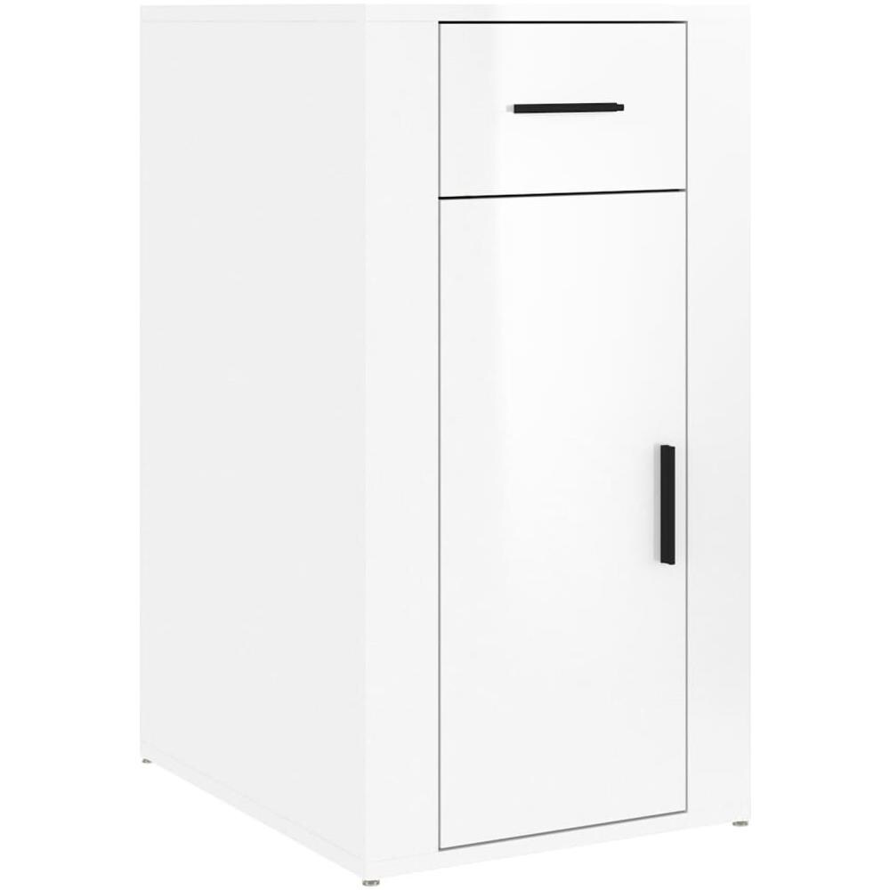 Armadietto Scrivania Bianco Lucido 40x49x75cm Legno Multistrato - Foto 1