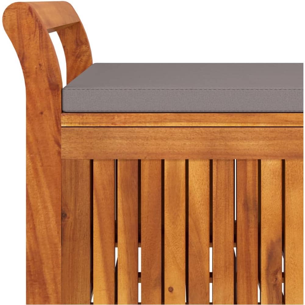 Panca Portaoggetti Giardino Cuscino 126cm Legno Massello Acacia - Foto 2