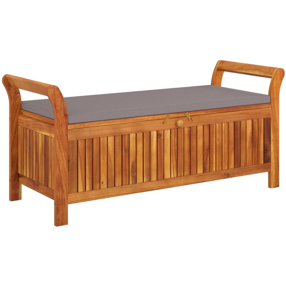 Panca Portaoggetti Giardino Cuscino 126cm Legno Massello Acacia - Foto 1