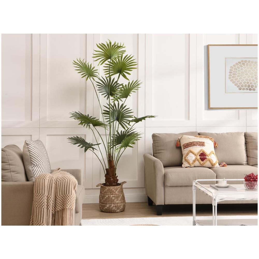 Palma artificiale 100 cm con 27 rami in vaso, pianta decorativa verde per interni ed esterni | Leroy Merlin
