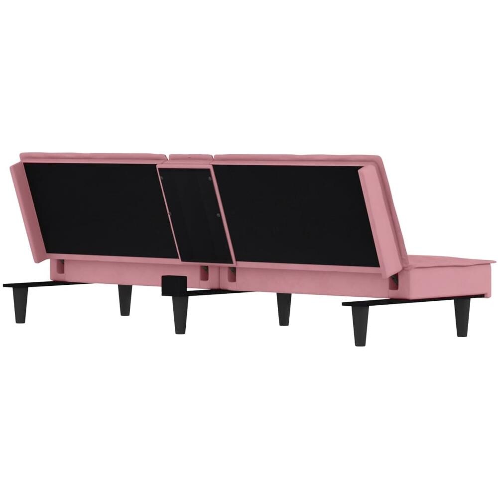 Divano Letto Con Portabicchieri In Velluto Rosa - Foto 2