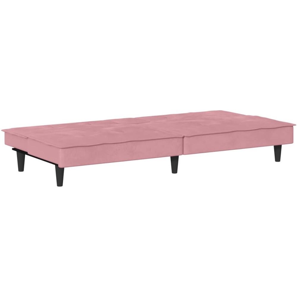 Divano Letto Con Portabicchieri In Velluto Rosa - Foto 9