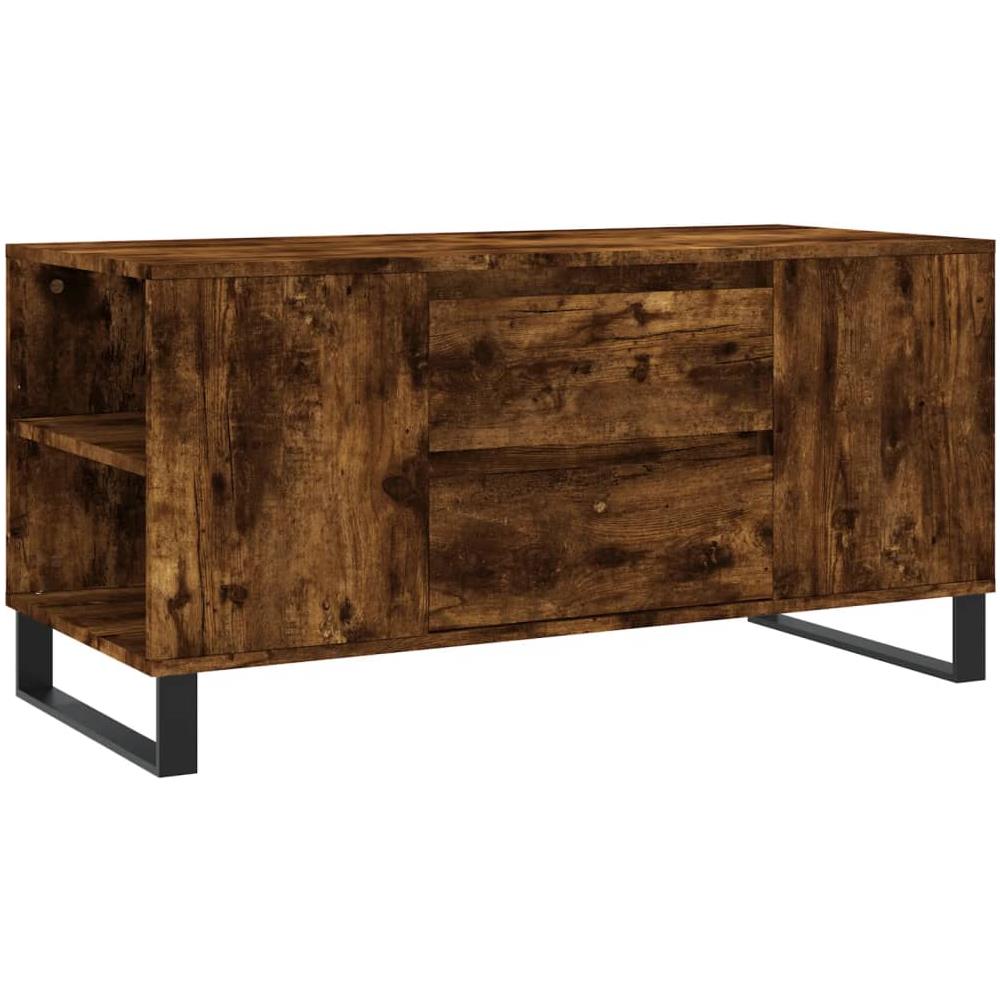 Tavolino Da Salotto Rovere Fumo 102x44,5x50cm Legno Multistrato - Foto 2