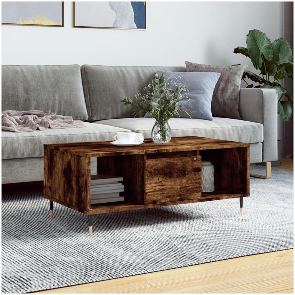 Tavolino Da Salotto Rovere Fumo 90x50x36,5 Cm Legno Multistrato - Foto 1