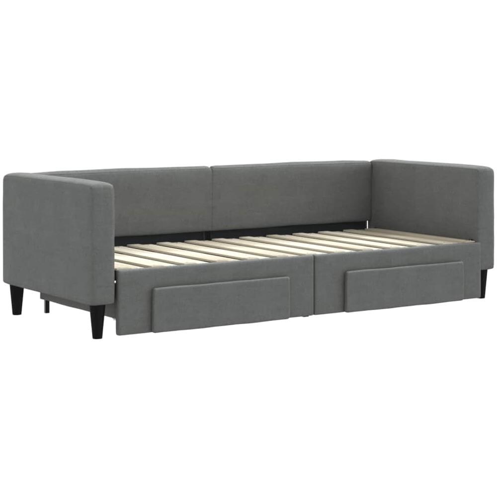Divano Letto Estraibile Cassetti Grigio Scuro 80x200cm Tessuto - Foto 2