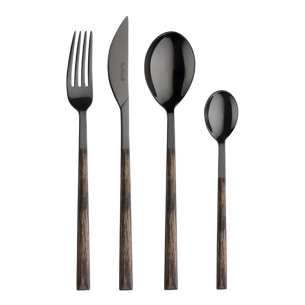 Sushi Anniversary Black&Wenge set 24 posate da tavola in acciaio Made in Italy - Foto 1