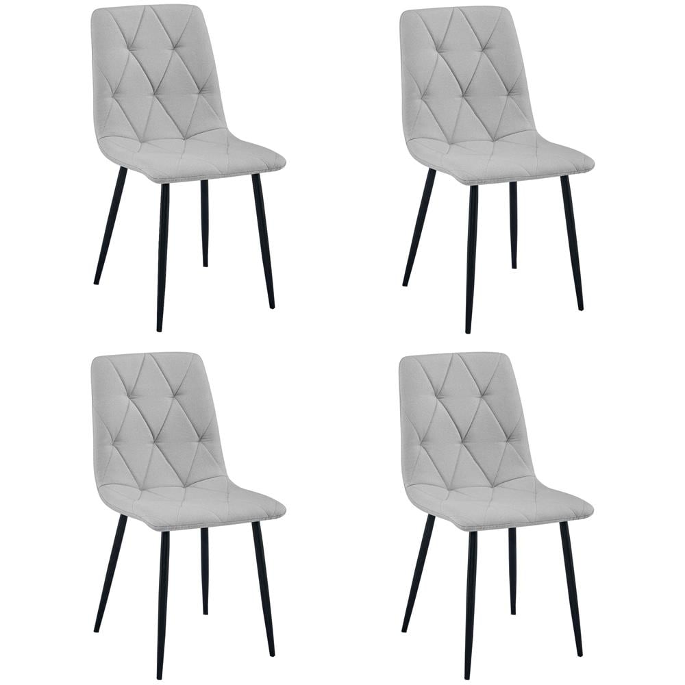 Sedia imbottita TYRA - Elegante tessuto grigio chiaro / Gambe nere x 4 - Foto 1