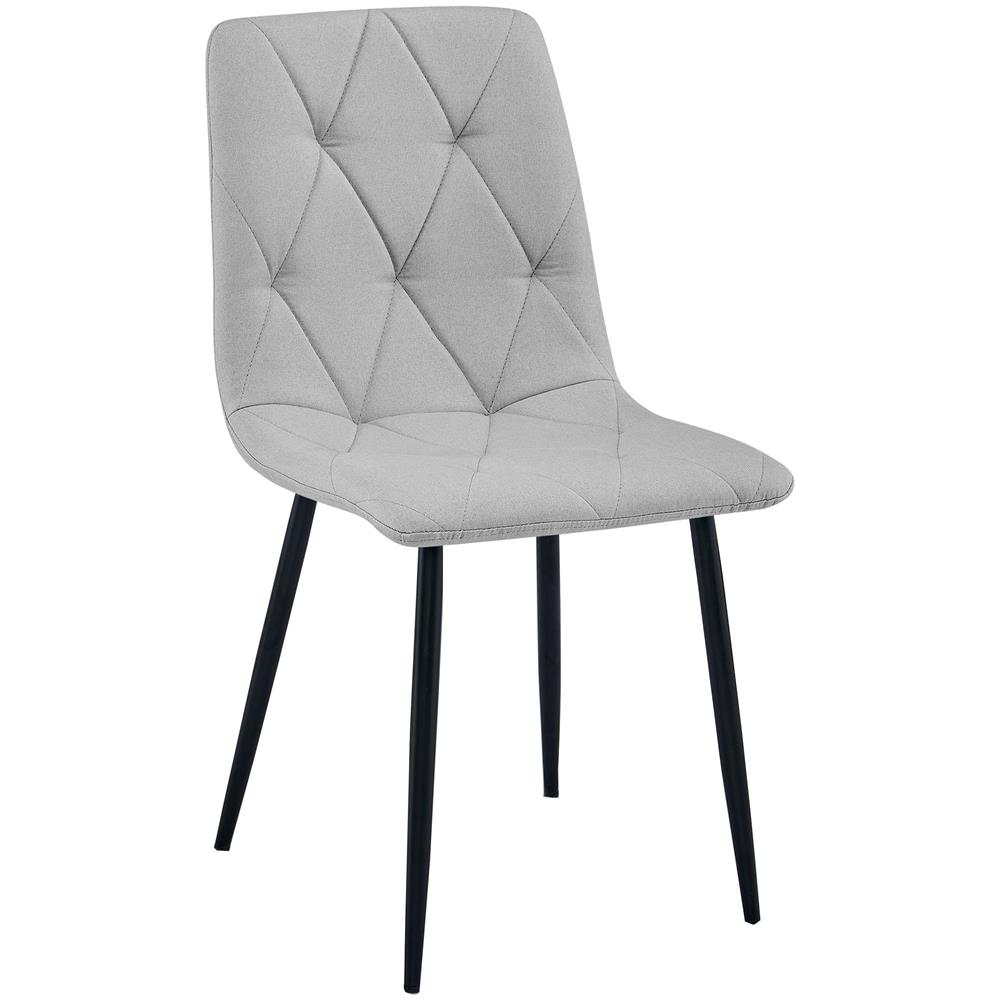 Sedia imbottita TYRA - Elegante tessuto grigio chiaro / Gambe nere x 4 - Foto 2