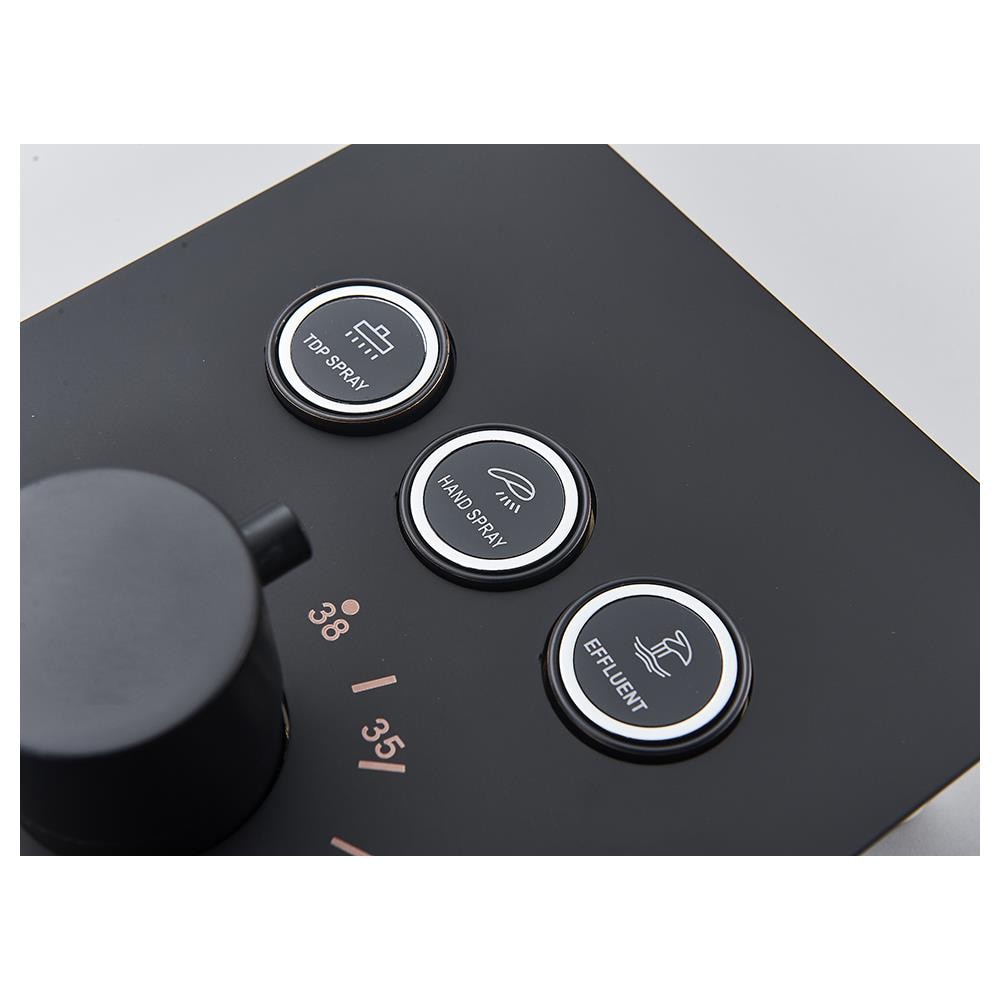 Set miscelatore doccia, Blackswan, tipo M153, modello nero opaco, 3 vie, illuminazione LED, termostato e bocca mobile, misura 30 cm - Foto 4