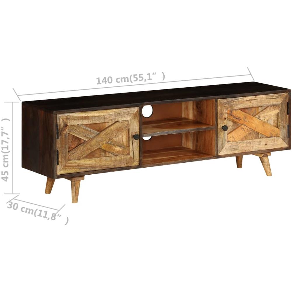 Mobile Porta Tv In Legno Massello Di Mango 140x30x45 Cm - Foto 2