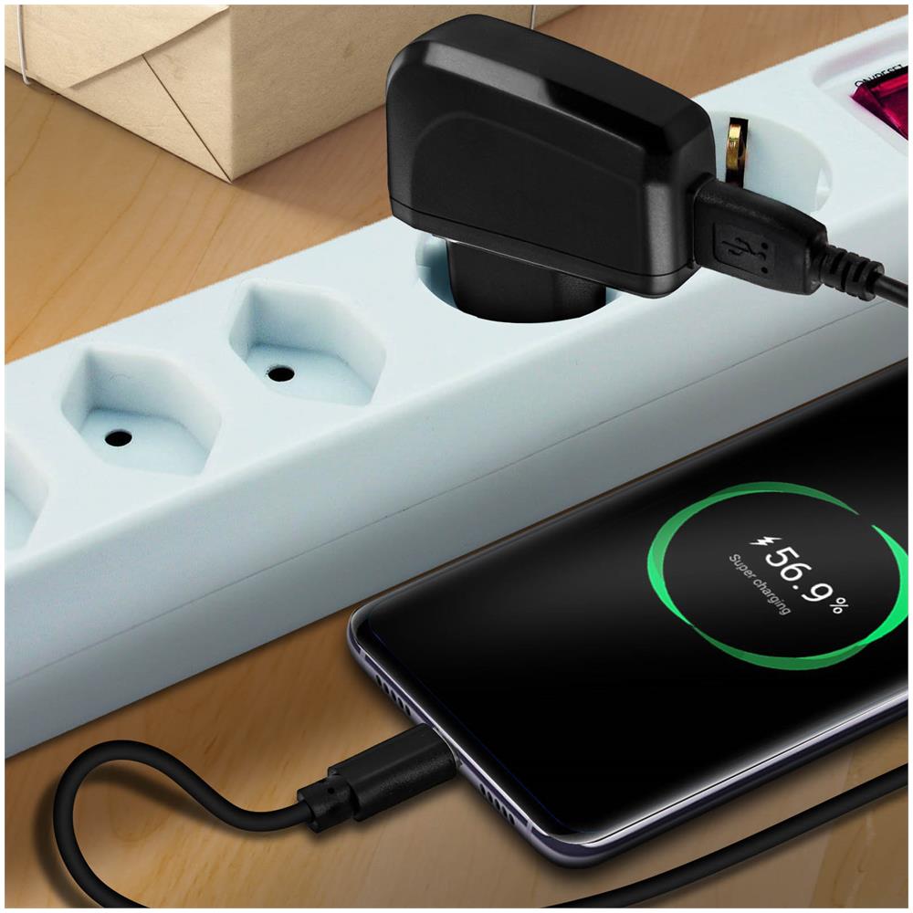 Caricabatterie 2a Smartphone E Cavo Usb Type C Flessibile 1m Bluestar Nero - Foto 5