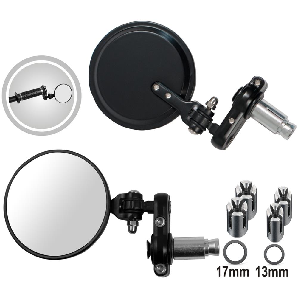 Coppia Specchi Specchietti Retrovisori Moto Chopper Custom Nero Dx+sx - Foto 1