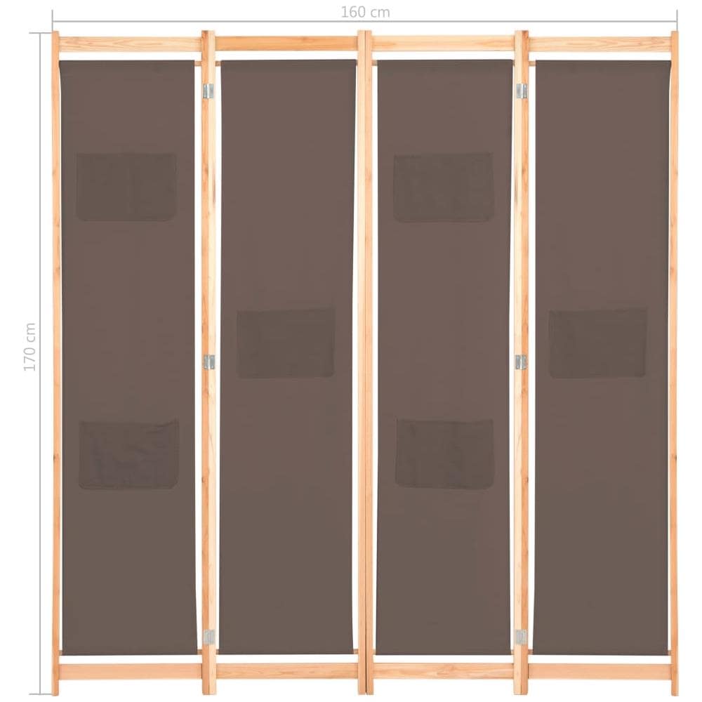 Divisorio A 4 Pannelli Marrone 160x170x4 Cm In Tessuto - Foto 11