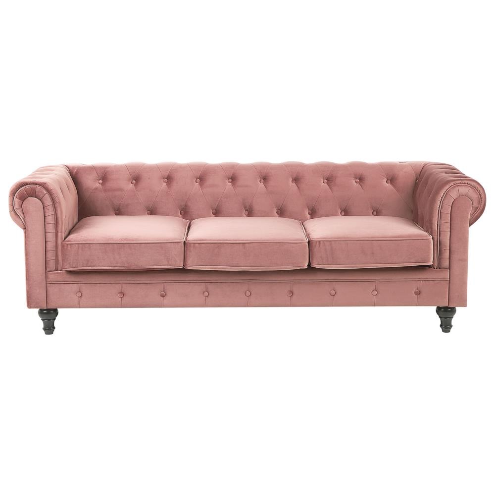 Set Da Salotto A 4 Posti In Velluto Rosa Chesterfield - Foto 2
