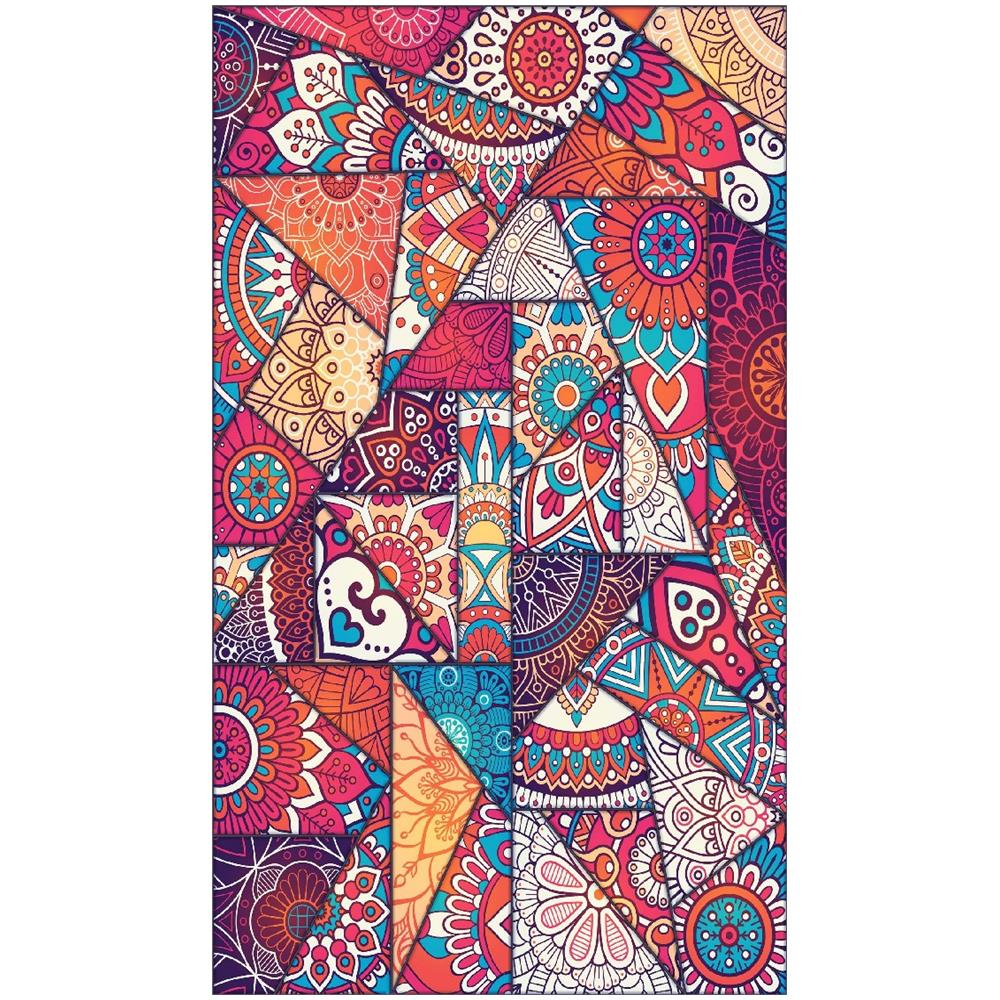 Tappeto Stampato Mandala Mosaic 1 - Geometrico - Arredo - Antiscivolo - Da Soggiorno, Salotto, Camera - Multicolore In Poliestere, Cotone, 60 X 100 Cm - Foto 1