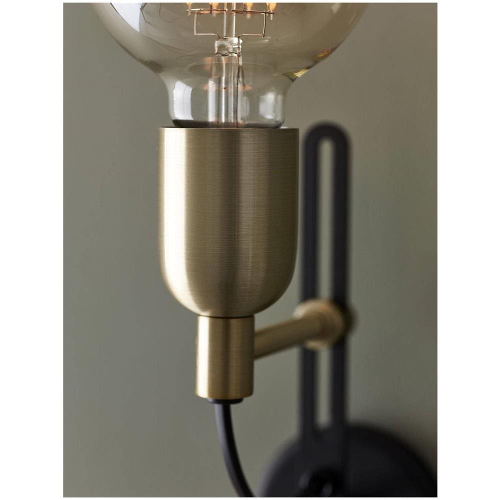 Applique Per Interni 1 Luce Ottone, Struttura Nera, E27 - Foto 1