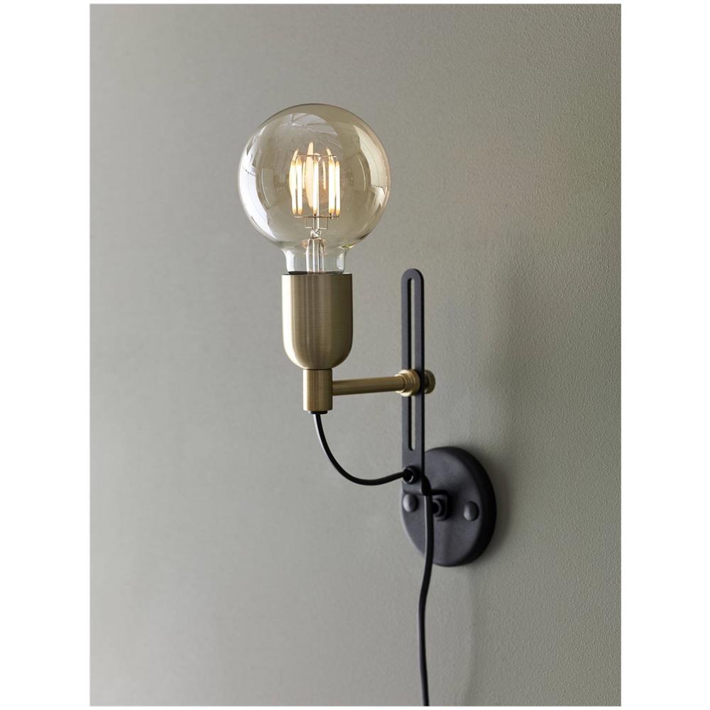 Applique Per Interni 1 Luce Ottone, Struttura Nera, E27 - Foto 3