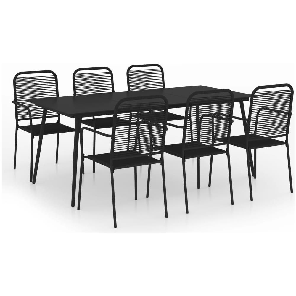 Set Da Pranzo Da Esterni 7 Pz In Corda Di Cotone E Acciaio Nero - Foto 1