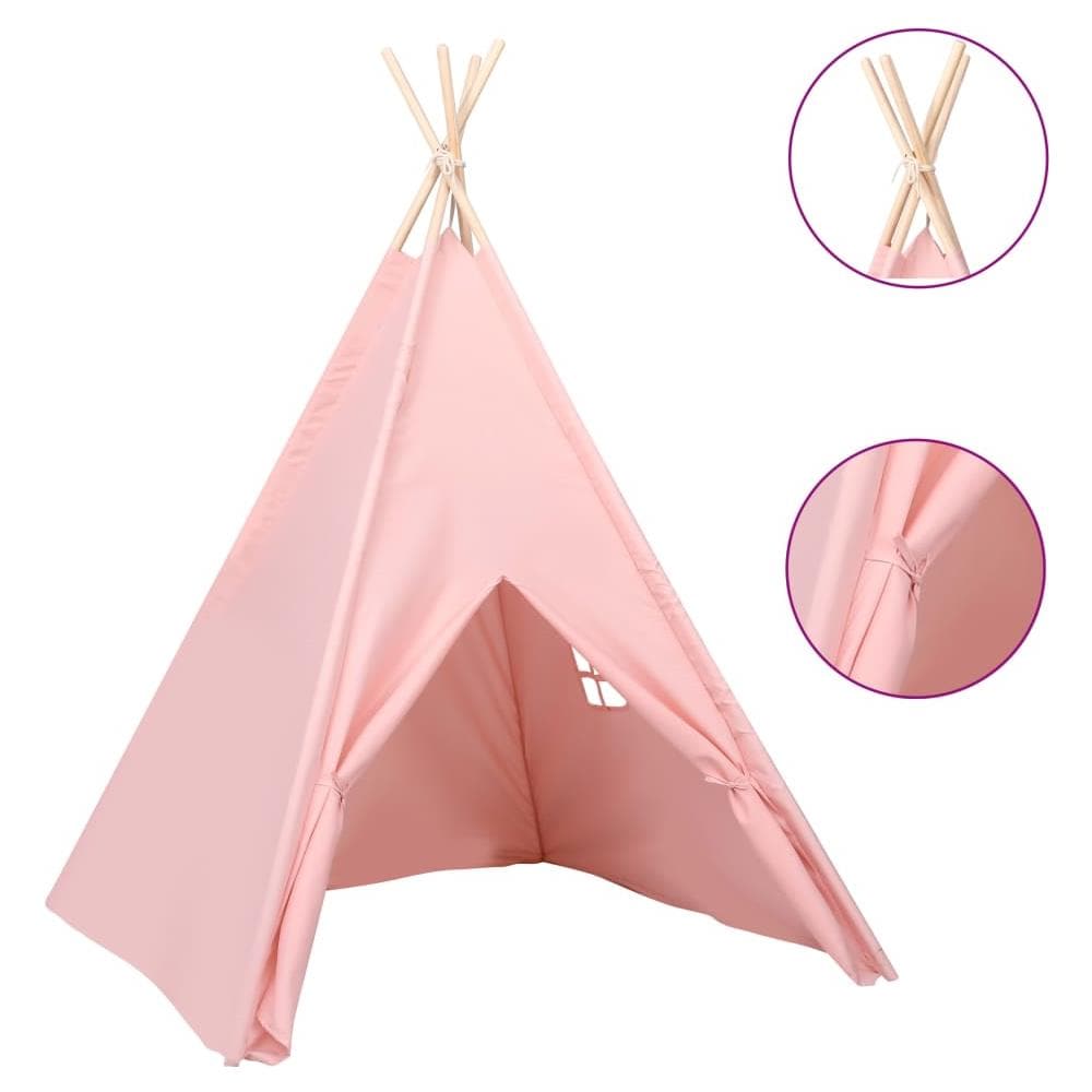 Tenda Tipi per Bambini con Borsa Rosa Microfibra 120x120x150cm - Foto 1